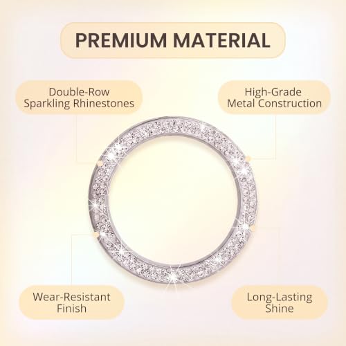 2PCS Bling Car Engine Start Button Cover, Crystal Rhinestone - Product Imagery