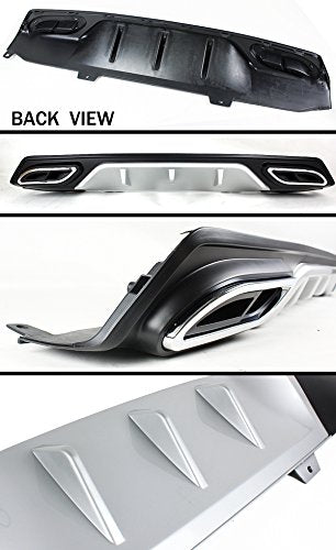 Silver Black Rear Bumper Diffuser W/Decorative Exhaust Tips - Product Imagery