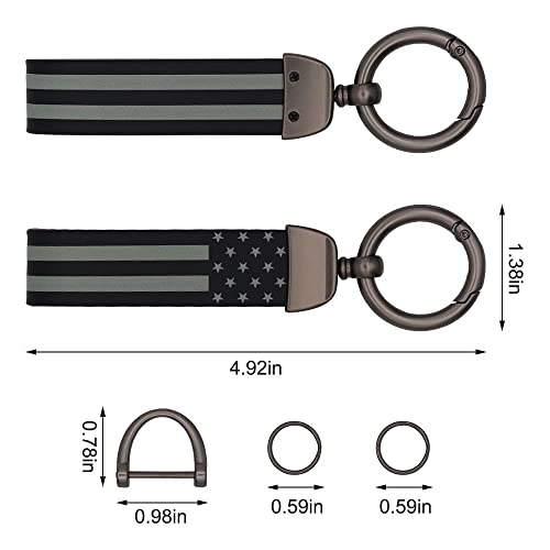 Elegananccy American USA Flag Car Keychain with Zinc Alloy Ring, - Product Imagery