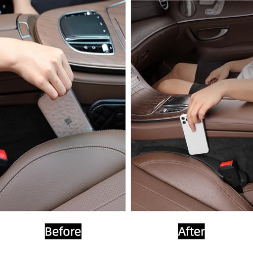 Hiseanllo Car Seat Gap Filler 2 Pack, Universal Fit PU Leather - Product Imagery