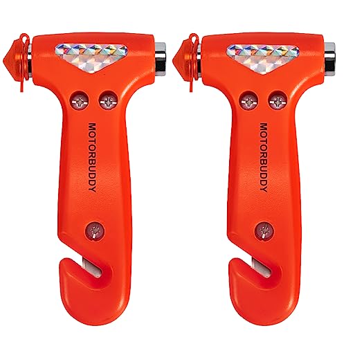MOTORBUDDY 2-Pack Car Safety Hammer Seatbelt Cutter, Auto - Product Imagery