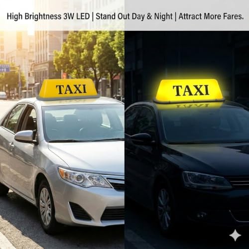 BADASS SHARKS Taxi Roof Sign Waterproof Magnetic 12V Cab Light - Product Imagery
