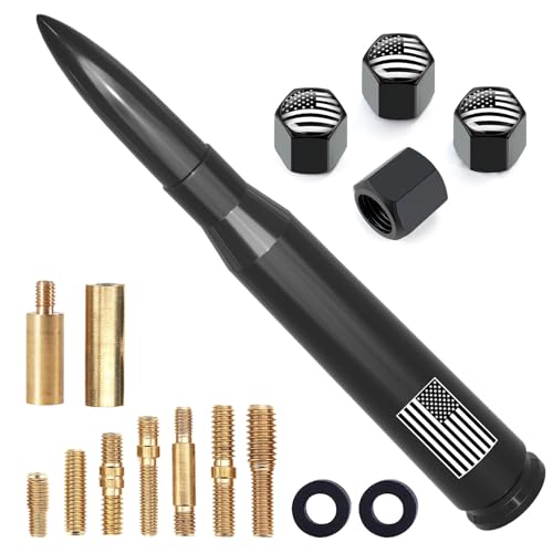 Car Truck Antenna with Tire Valve Caps American Flag Universal - Product Imagery