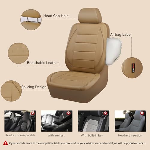 CAR PASS Piping Leather Seat Cover,Universal FIT with Composite - Product Imagery