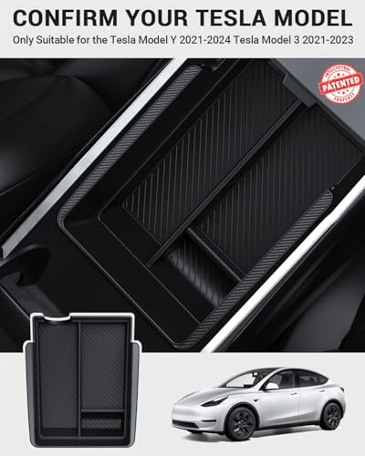 BASENOR 3PCS Center Console Organizer for Tesla Model Y Model 3 - Product Imagery
