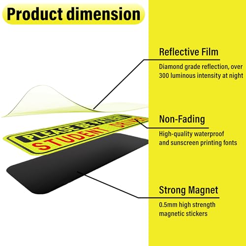 BFXM 4 PCS Student Driver Magnet for Car, New Driver Magnet for - Product Imagery