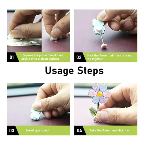 7PCS Cute Car Rearview Mirror Accessories, Shaking Spring - Product Imagery