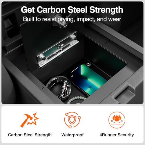Center Console Safe Vault for Toyota 4Runner 2025 2026 (Black) - Product Imagery