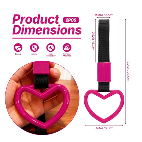 2 Pcs Heart Shaped Car Handle Strap – JD M Drift Charm Rear - Product Imagery