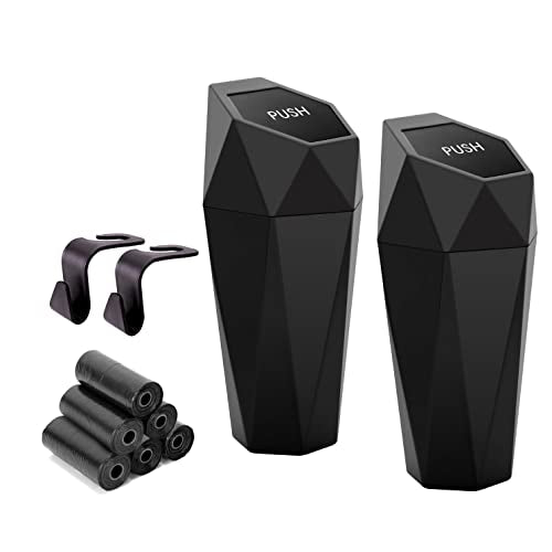 Ginsco Car Trash Can Cup Holder, 2 Pack Mini Trash Can with Lid, - Product Imagery