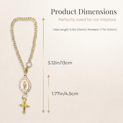 Steering Wheel Rosary, Catholic Hanging Pendant Cross for Car, - Product Imagery