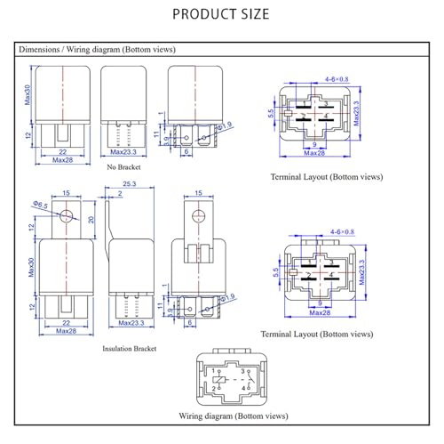 FLS821 Relay 12V 40A (Pack of 4) - Universal SPST 4-Pin Heavy - Product Imagery