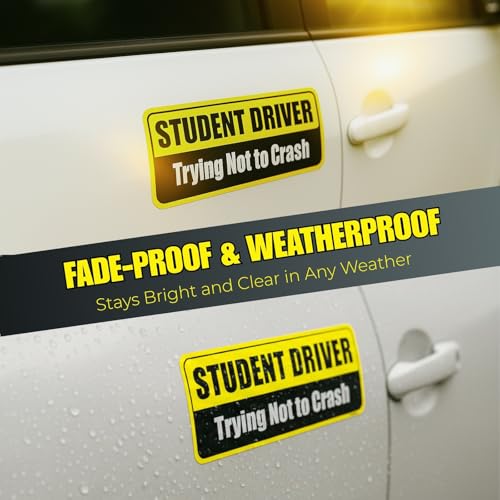 Lusinus Student Driver Magnet for Car - 2-Pack Reflective Funny - Product Imagery
