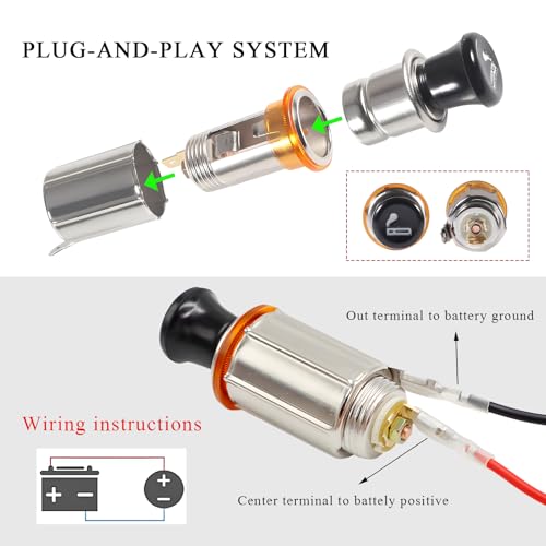 Yourkar Car Cigarette Lighter, DC 12V Auto Cigarette Lighter - Product Imagery