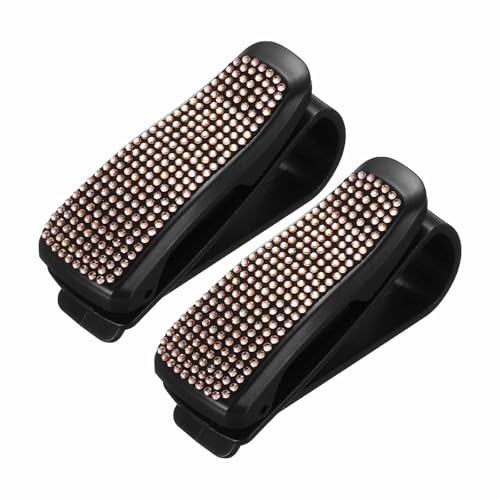 HARFINGTON 2 Pcs Bling Rhinestone Car Sunglass Holder, Car - Product Imagery