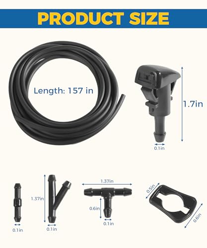 22PCS Windshield Washer Hose Kit,13FT Washer Fluid Hose,6 PCS - Product Imagery