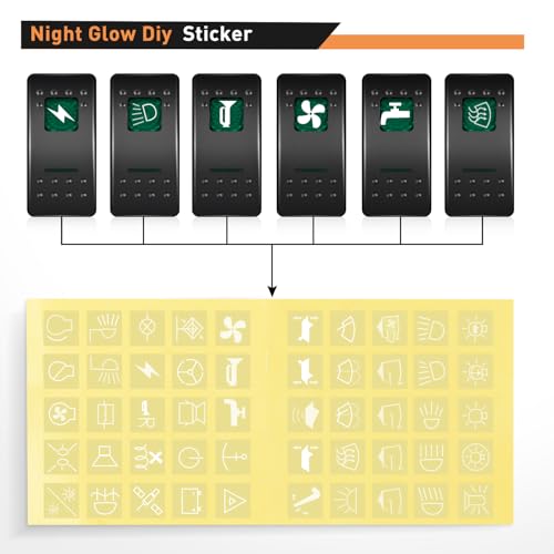 Nilight 6 Gang Rocker Switch Panel SPST On Off 5PIN Electrical - Product Imagery