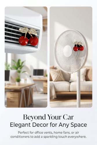 4 PCS Cherry Car Vent Clip, Rhinestone Bling Cute Cherry Decor - Product Imagery