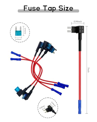 5 Pack 12V Car Add-a-Circuit Fuse TAP Adapter Mini Fuse Holder - Product Imagery