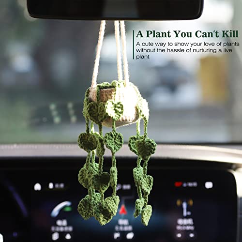 Cute Crochet Plant for Car Rear View Mirror,Boho Hanging - Product Imagery