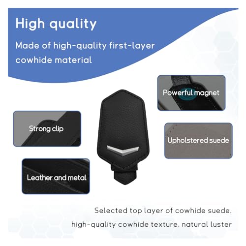Dickno Sunglasses Holder for Car Sun Visor, Magnetic Leather - Product Imagery
