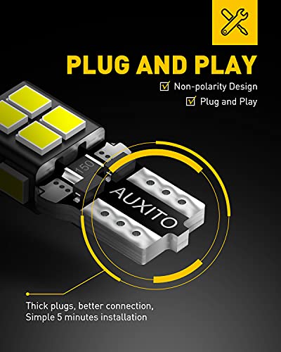 AUXITO 194 LED Bulb 6000K White 168 2825 W5W T10 Wedge 14-SMD - Product Imagery