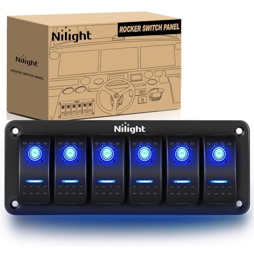 Nilight-90111F 6 Gang Aluminum Rocker Switch Panel Toggle Dash 5 - Product Imagery