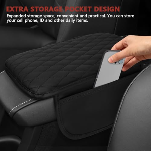 Car Center Console Cover, 12"×7.87" Armrest Cushion Pad (Black) - Product Imagery