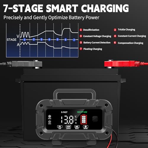 E-FAST Battery Charger 0-20A 12/24V Lifepo4 Lead Acid Automatic - Product Imagery