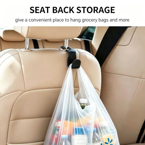 EldHus Headrest Hooks for Purses and Bags, 2 Pack Car Seat Hooks - Product Imagery