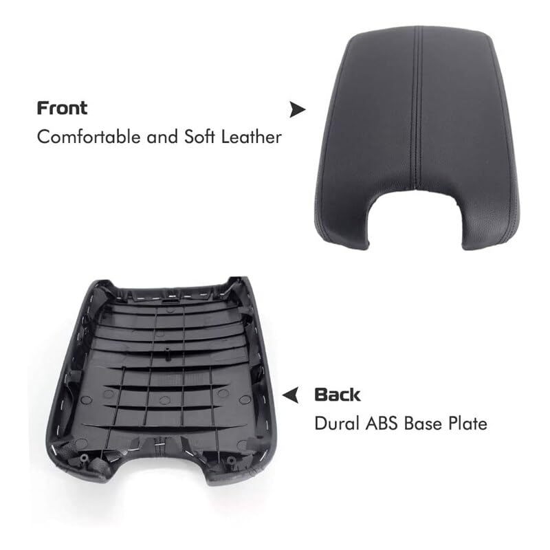 Lucky Seven Black Leather Suture Console Armrest Lid Cover fits - Product Imagery
