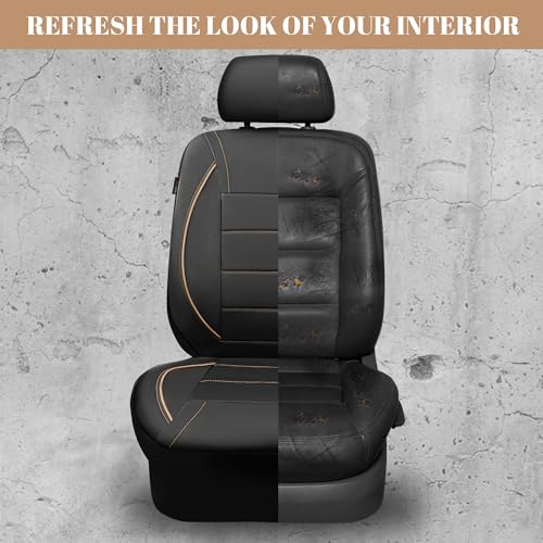 CAR PASS Universal FIT Piping Leather Two Front Seat Covers, - Product Imagery