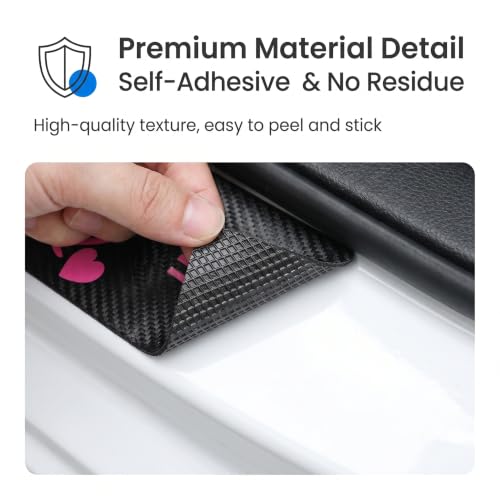 5 PCS Car Heart Pattern Door Sill Protector, Carbon Fiber - Product Imagery