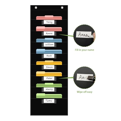 ANCOMEDO 8 Pockets File Storage Pocket Chart with 8 Nametag - Product Imagery
