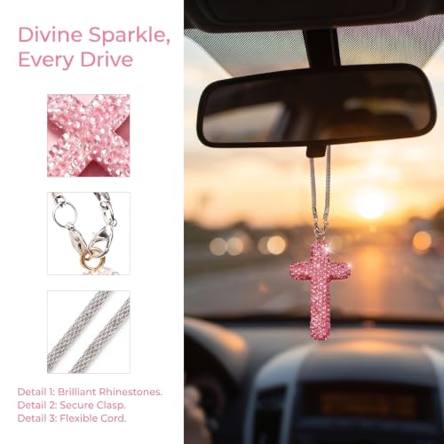 Bling Cross Car Hanging Accessories, Crystal Rhinestone Cross - Product Imagery