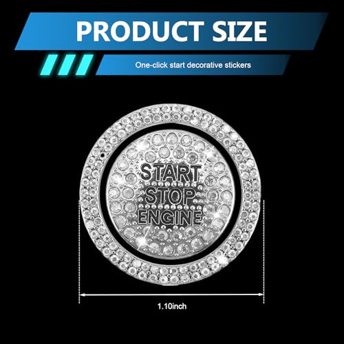 2PCS Bling Car Push Start Button Cover, Crystal Rhinestone Auto - Product Imagery