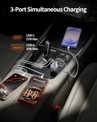 WODENTA for iPhone 17/16/15 Pro Max Car Charger, 67W Fast USB C - Product Imagery