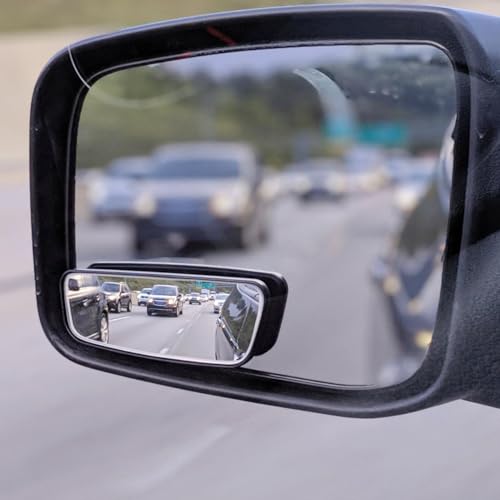 Ampper Rectangle Blind Spot Mirror, HD Glass ABS Housing Convex - Product Imagery