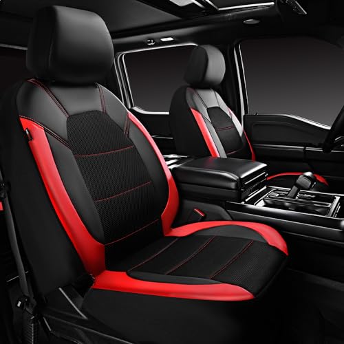 CAR PASS Leather Car Seat Covers Front Seats Only, with Air Mesh - Product Imagery