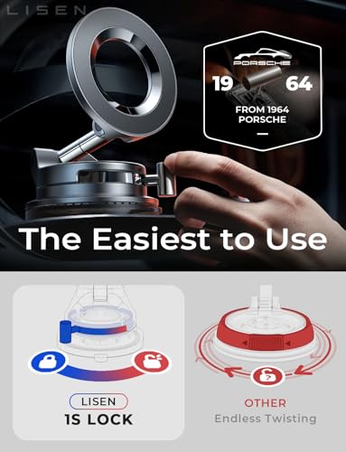 LISEN for MagSafe Car Mount [3800gf Strong Magnet & 90+LBS - Product Imagery