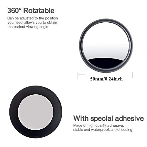 2 pcs Blind Spot Mirrors, 2" Round HD Glass Convex 360° Wide - Product Imagery