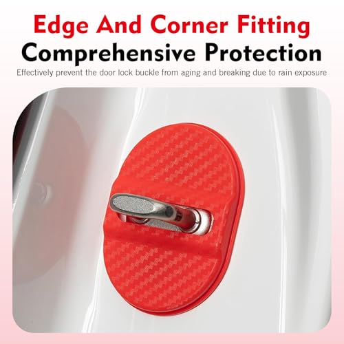 4PCS Car Door Lock Latches Cover, Carbon Fiber Car Door Lock - Product Imagery