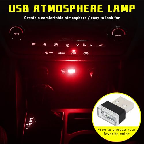 Augeny 4 PCS USB LED Car Interior Atmosphere Lamp, Plug-in USB - Product Imagery