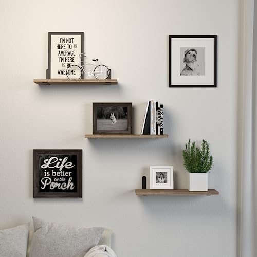 DOLLFIO Floating Wall Shelves, Decor & Storage, Rustic Brown, - Product Imagery