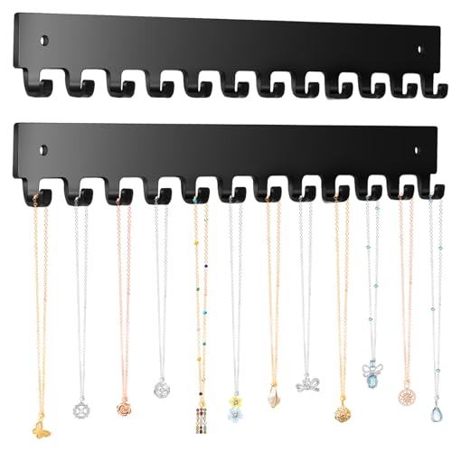 Acrylic Necklace Holder 2 Pack Wall Mounted Necklace Organizer - Product Imagery