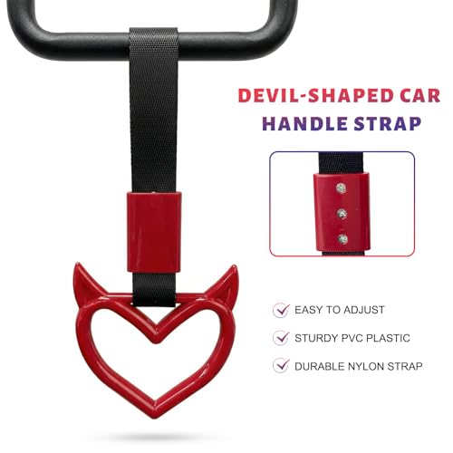 2 PCS Devil Heart Shaped Car Handle Strap, Stylish Auto Rear - Product Imagery