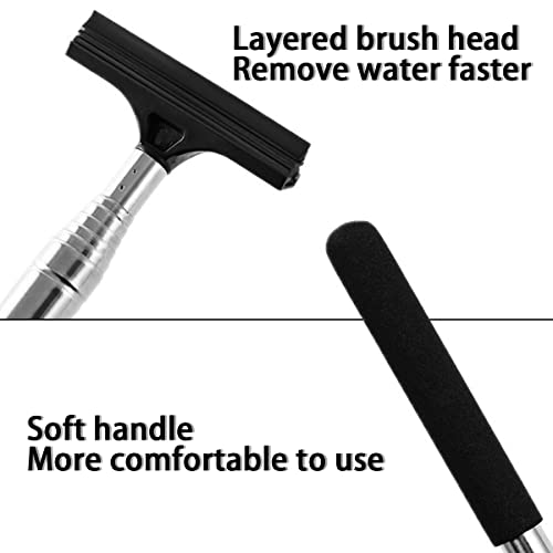 8sanlione 38.6 Inch Telescopic Side Mirror Glass Squeegee, Black - Product Imagery