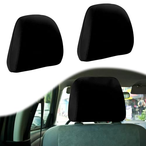 BFXM 2Pcs Car Seat Headrest Cover, Black Flexible Car Headrest - Product Imagery
