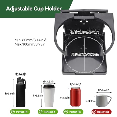 2pcs Adjustable Cup Holder, Boat Cup Holder Foldable, ABS, Black - Product Imagery