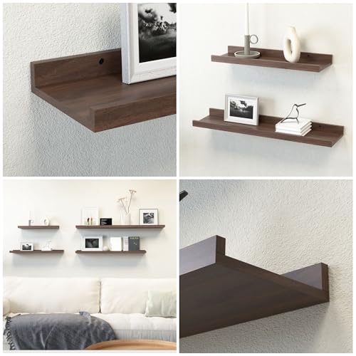 Boswillon Floating Shelves Set of 2, Small Wall Shelf with Lip, - Product Imagery